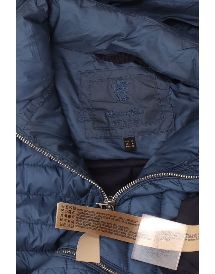Massimo Dutti Wattierte Damen-Weste mit Kapuze, UK 12, Mittelblau, Polyester