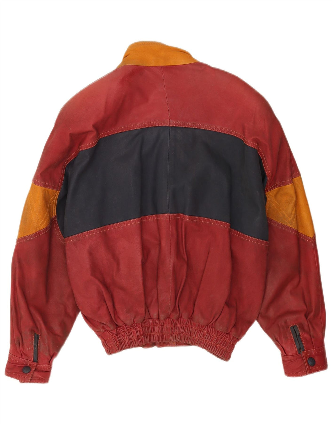 Toskana Herren Lederjacke UK 38 Mittelrotes Colourblock-Leder