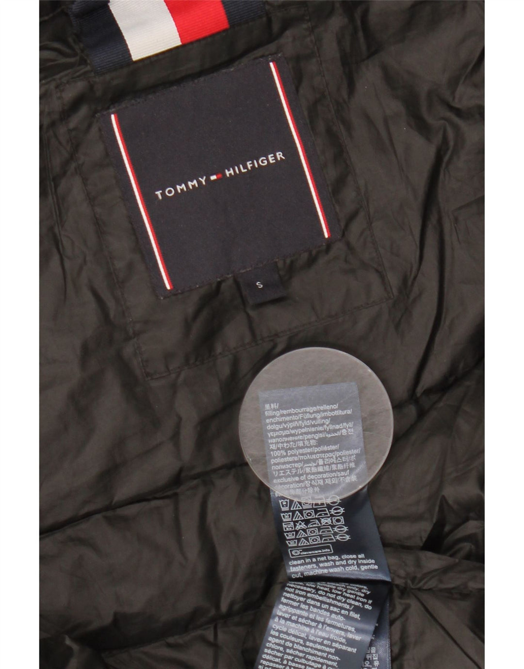 TOMMY HILFIGER Herren Wattierte Weste UK 36 Small Schwarz Polyester