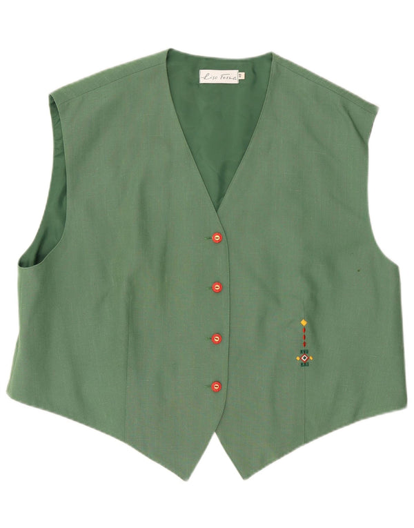 Vintage Damen Weste IT 48 XL Grün Polyester