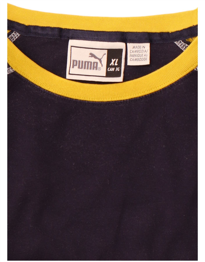 PUMA Herren Top Langarm XL Marineblau Colourblock Sport