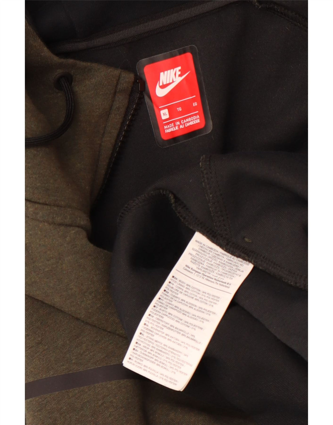 Nike Herren Zip Hoodie Pullover XL Khaki Baumwolle