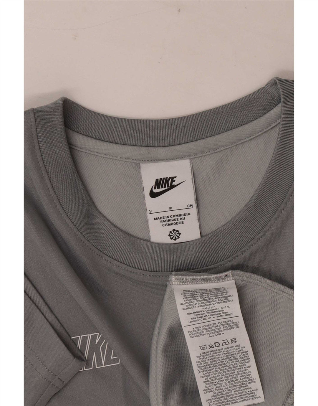 Nike Herren-T-Shirt mit Grafik, Größe S, Grau, Farbblock-Polyester