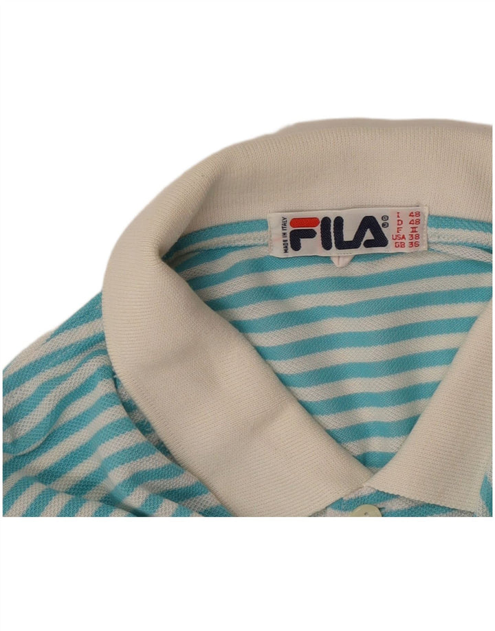 Fila Herren Poloshirt IT 48 Medium Türkis Nadelstreifen