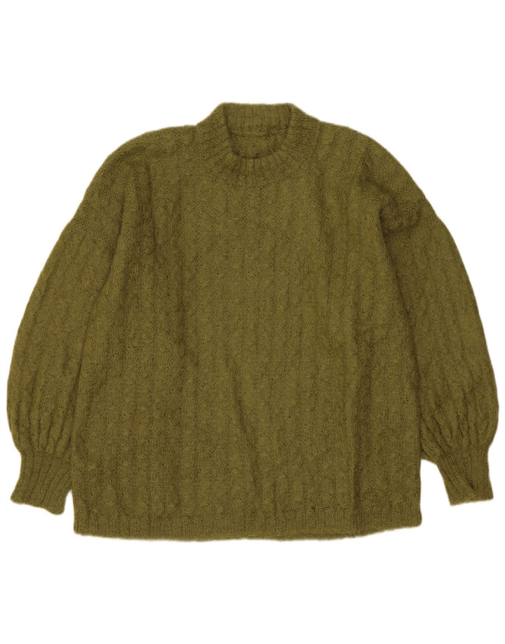 Vintage Damen Rollkragenpullover Pullover UK 14 Large Khaki