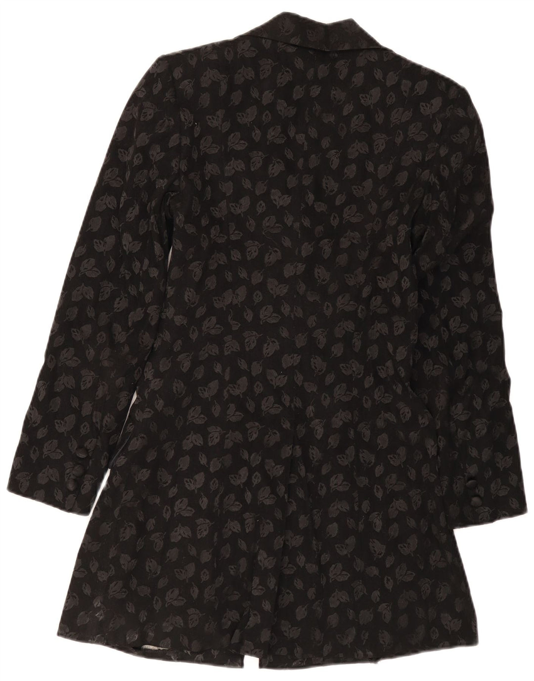 Vintage Damen Longline 6-Knopf-Blazerjacke IT 40 Small Black Floral