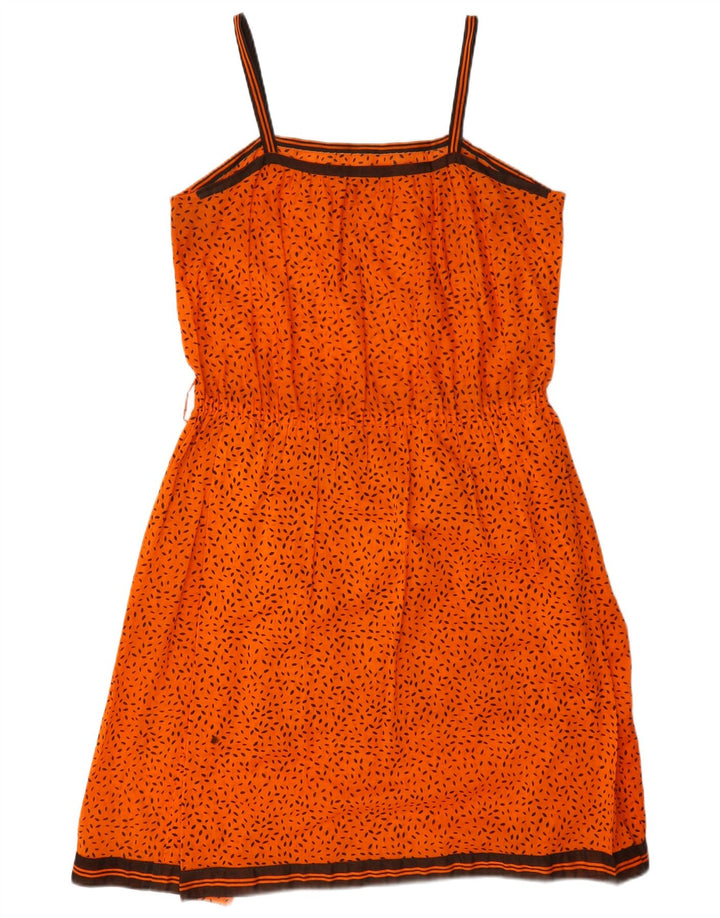 Vintage Damen Sonnenkleid UK 14 Mittelorange gefleckt
