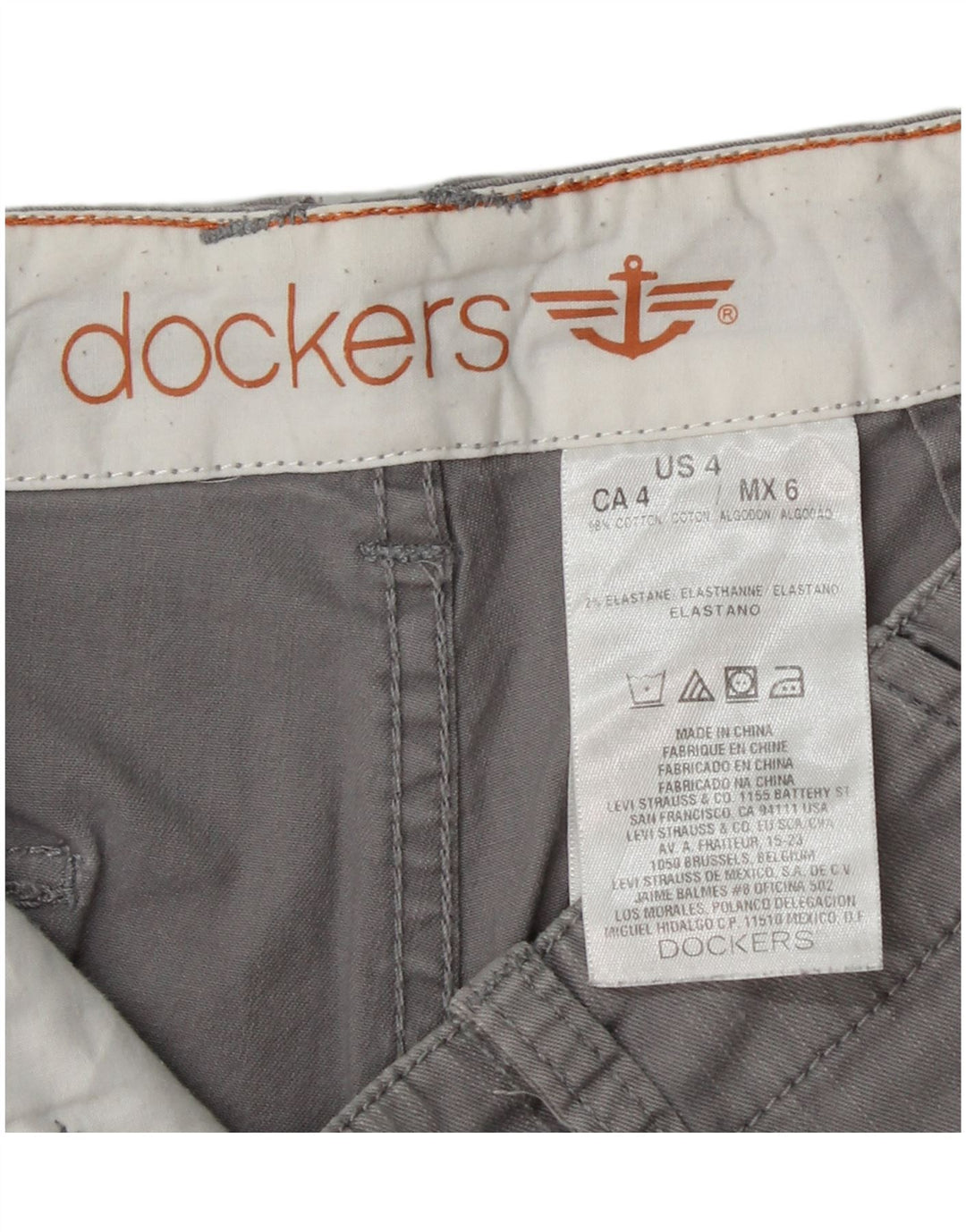 DOCKERS Damen Chino-Shorts US 4 Small W28 Graue Baumwolle
