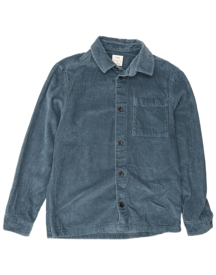 Marks & Spencer Herren-Overshirt, Cordhemd, Größe S, Blau, Baumwolle