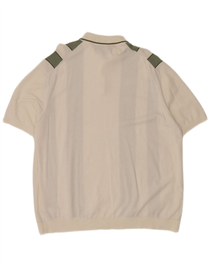 MARKS & SPENCER Herren-Poloshirt 3XL, weiße Colourblock-Baumwolle