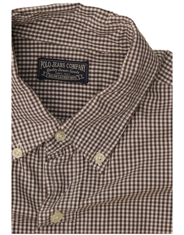 RALPH LAUREN Mens Shirt Small Burgundy Gingham