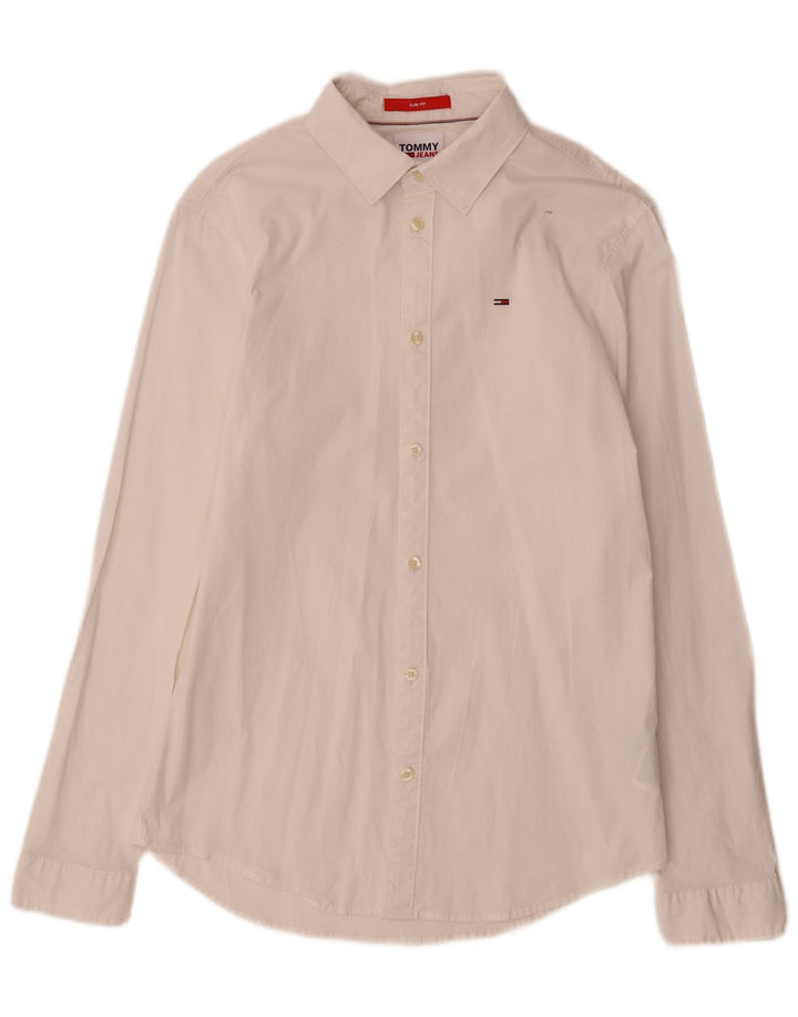 Tommy Hilfiger Herren-Slim-Fit-Hemd aus mittelweißer Baumwolle