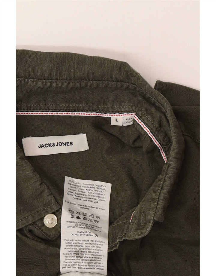 Jack & Jones Herren-Hemd, groß, grüne Baumwolle