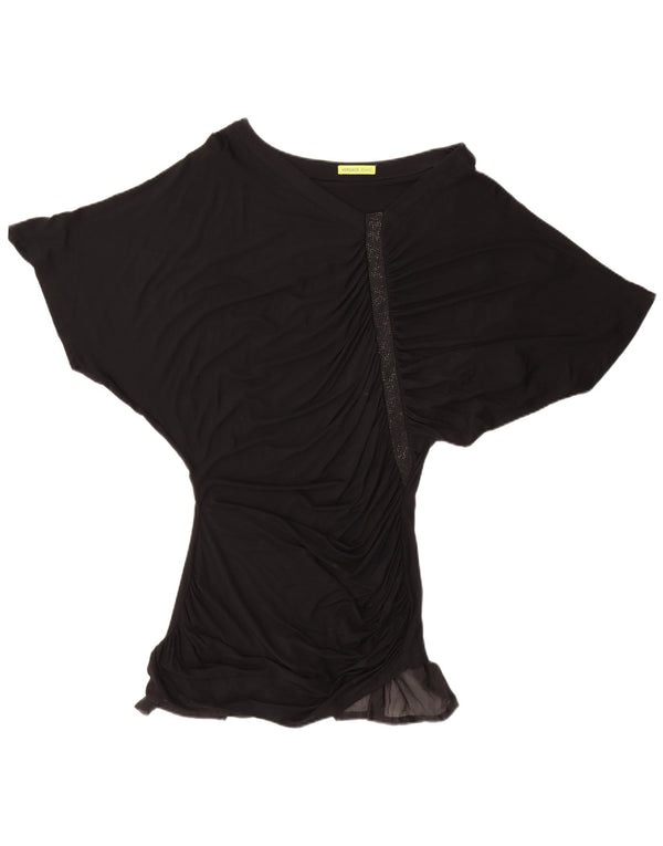 Versace Damen Fledermaus-Tunikakleid IT 48 XL Schwarze Viskose