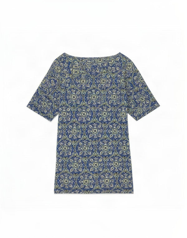 Marks & Spencer Damen T-Shirt Top UK 22 3XL Blau geblümt Baumwolle