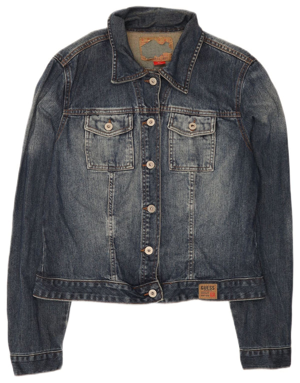 Guess Damen Jeansjacke UK 18 XL Blaue Baumwolle