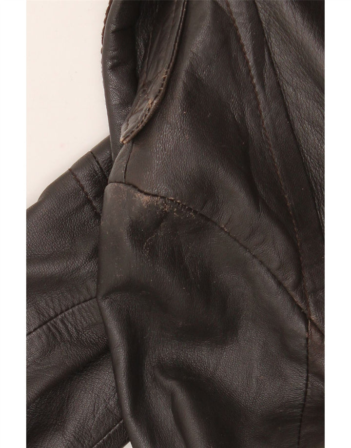 Zara Damen Lederjacke UK 10 Kleines braunes Leder