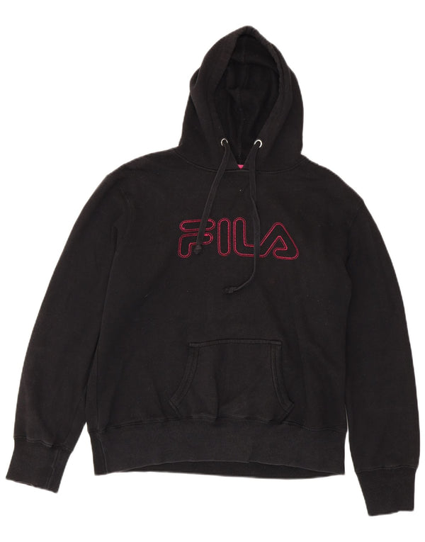 Fila Damen Graphic Hoodie Pullover UK 18 XL Schwarz Baumwolle