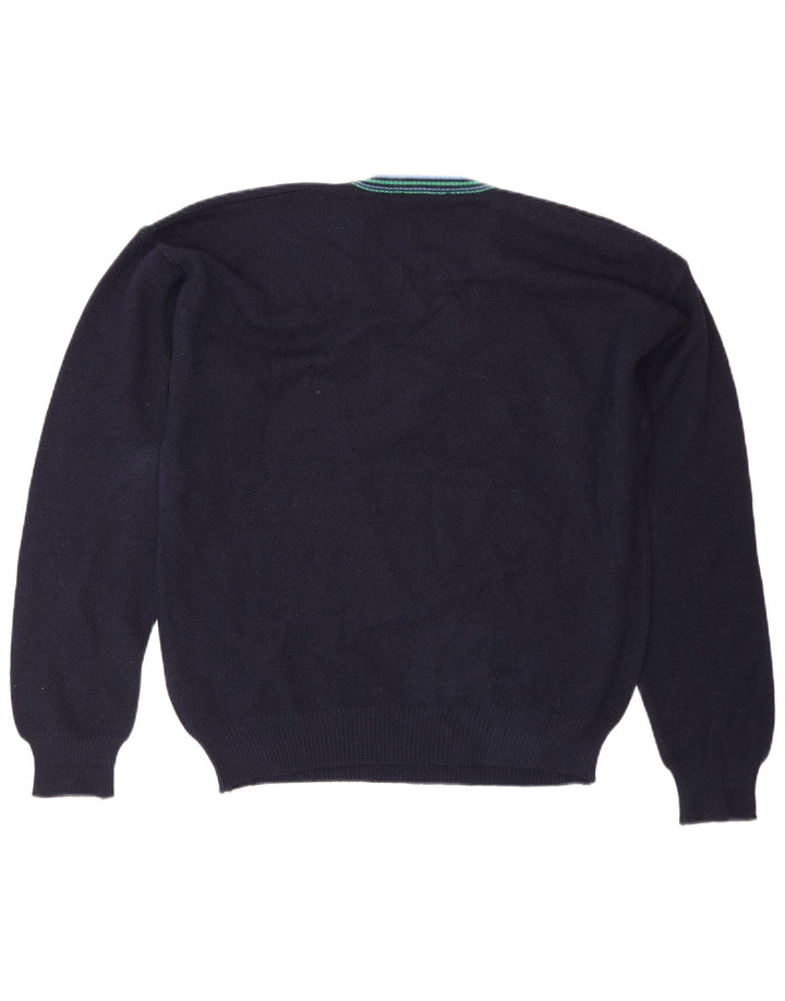 Vintage Herren Pullover mit V-Ausschnitt IT 50 Medium Marineblaue Wolle