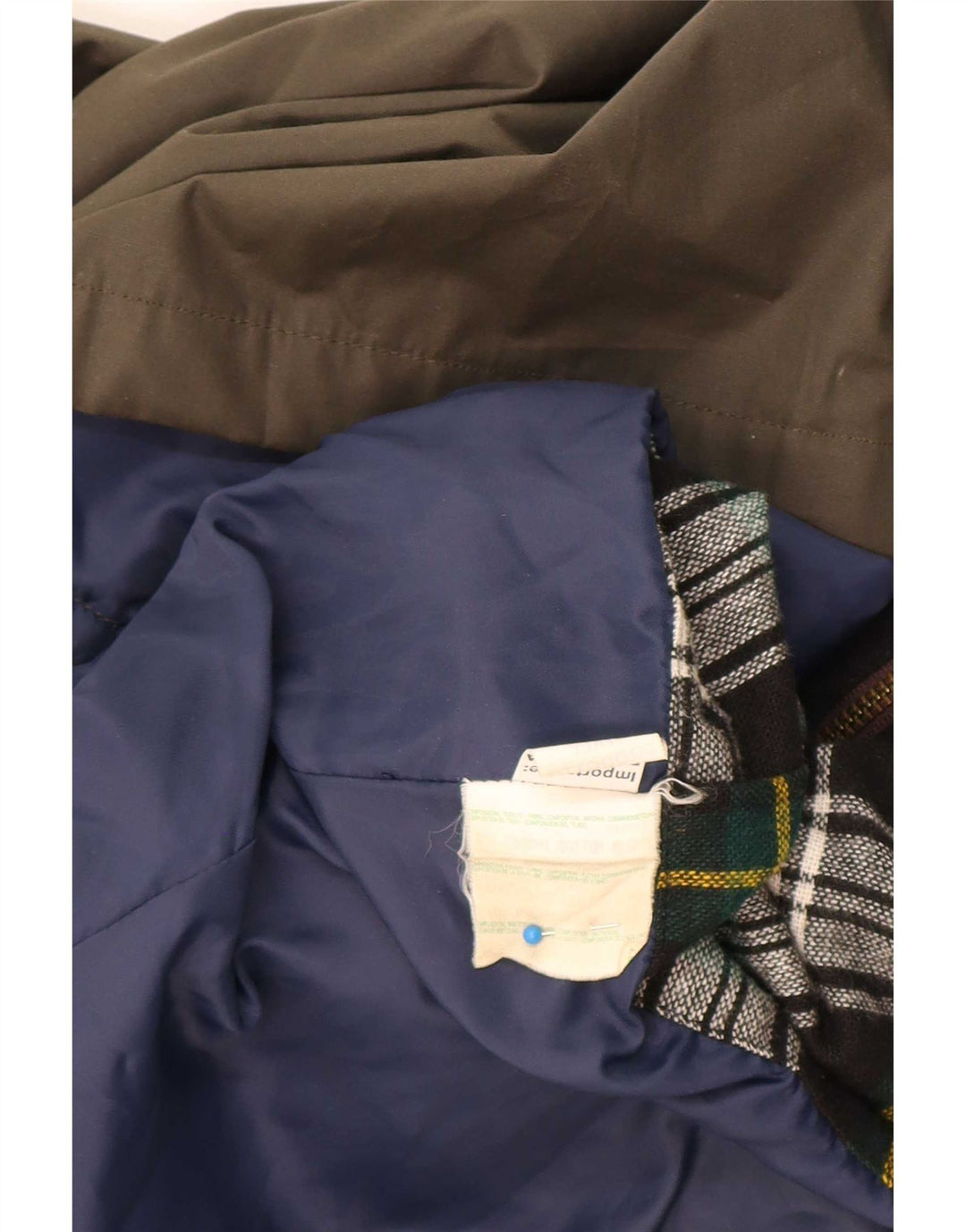 Brugi Herren-Jacke aus gewachster Baumwolle, Größe 40, groß, Khaki, Farbblock