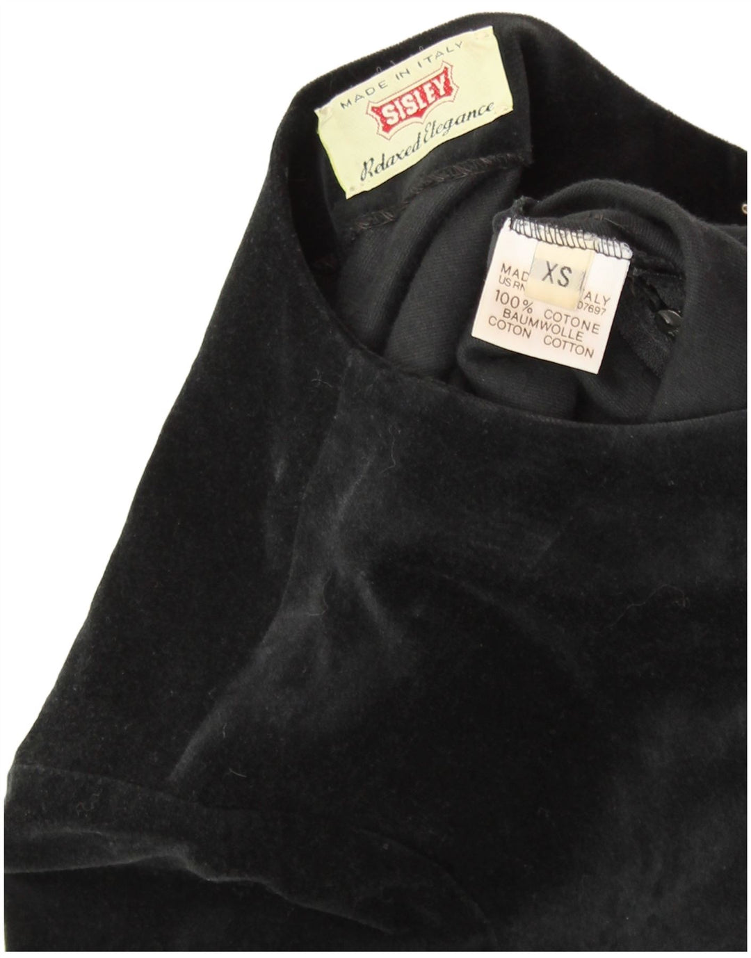 SISLEY Samt-Etuikleid für Damen, UK 6 XS, schwarze Baumwolle