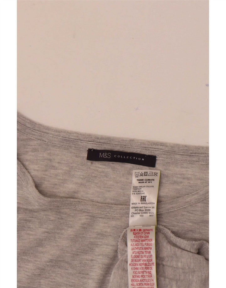 Marks & Spencer Damen Top Langarm UK 14 Mittelgrau Modal