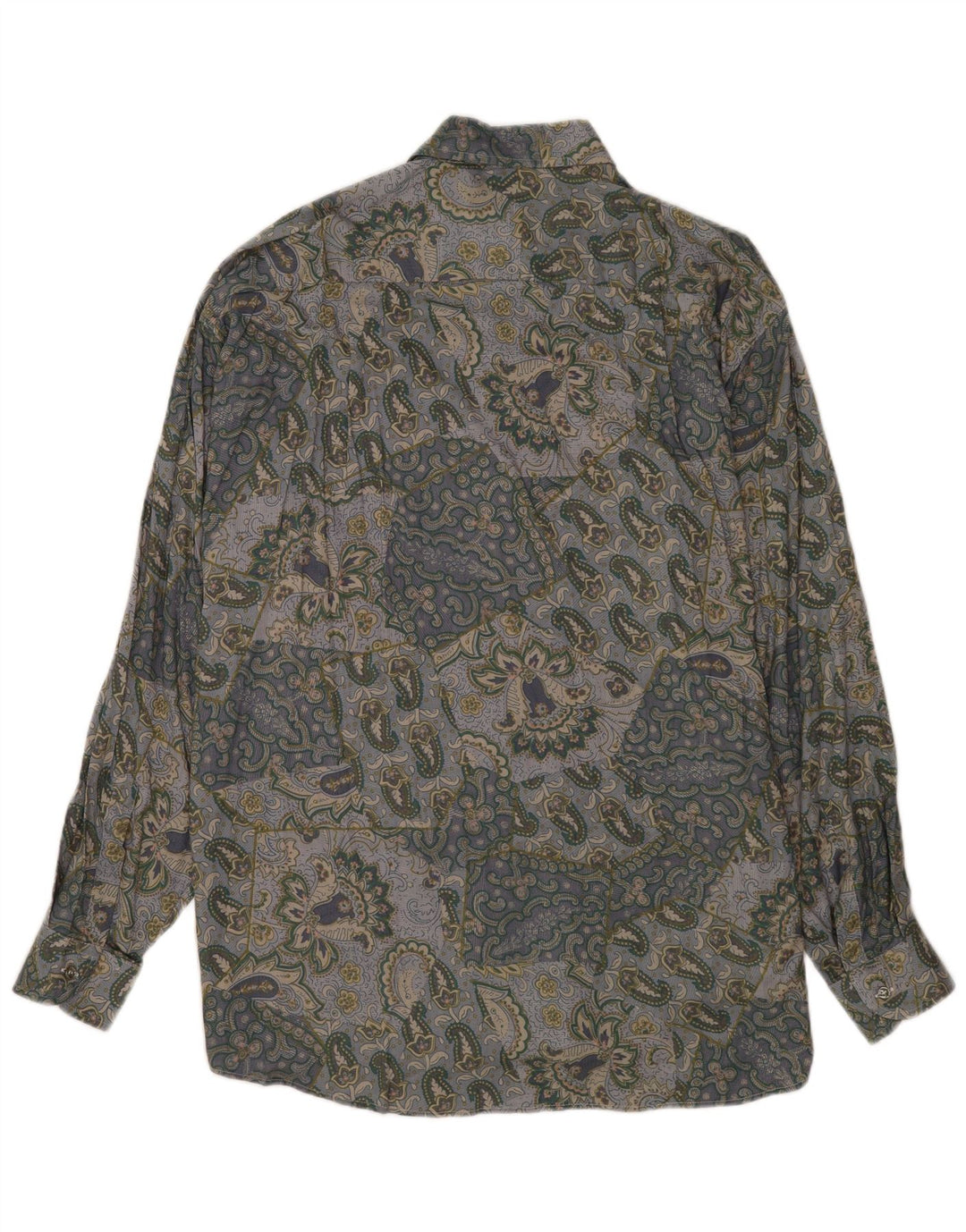Gandolfi Herrenhemd XL Grau Paisley Viskose