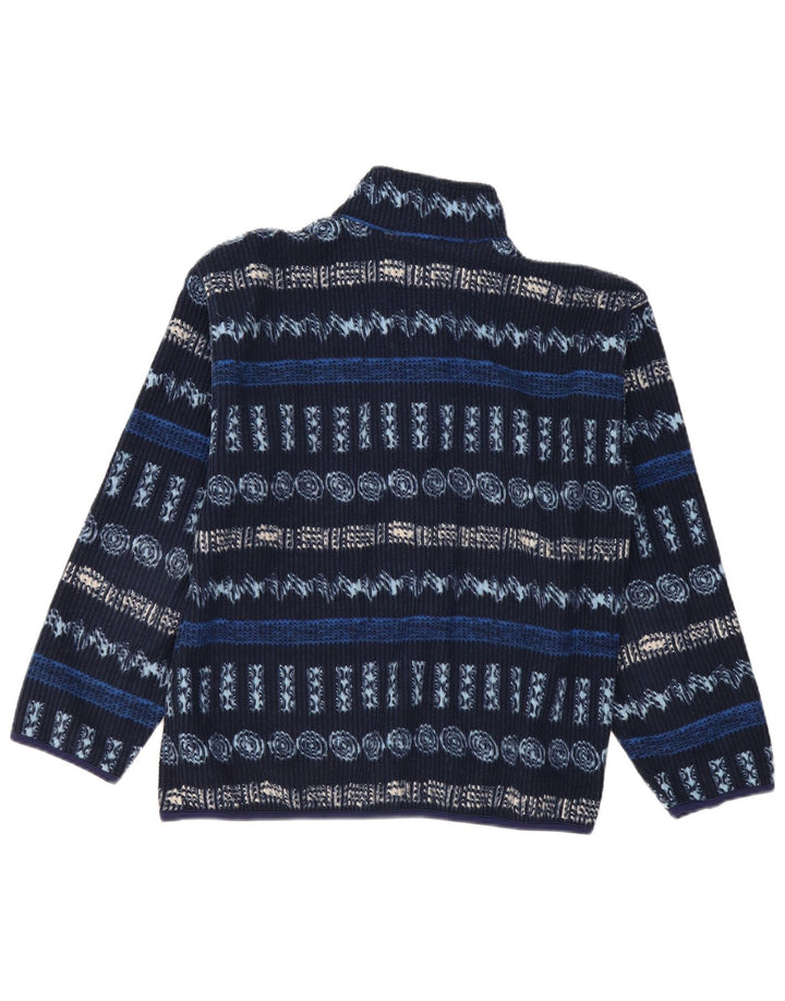 Invicta Herren-Fleecepullover mit Reißverschluss am Hals, klein, marineblaues geometrisches Polyester
