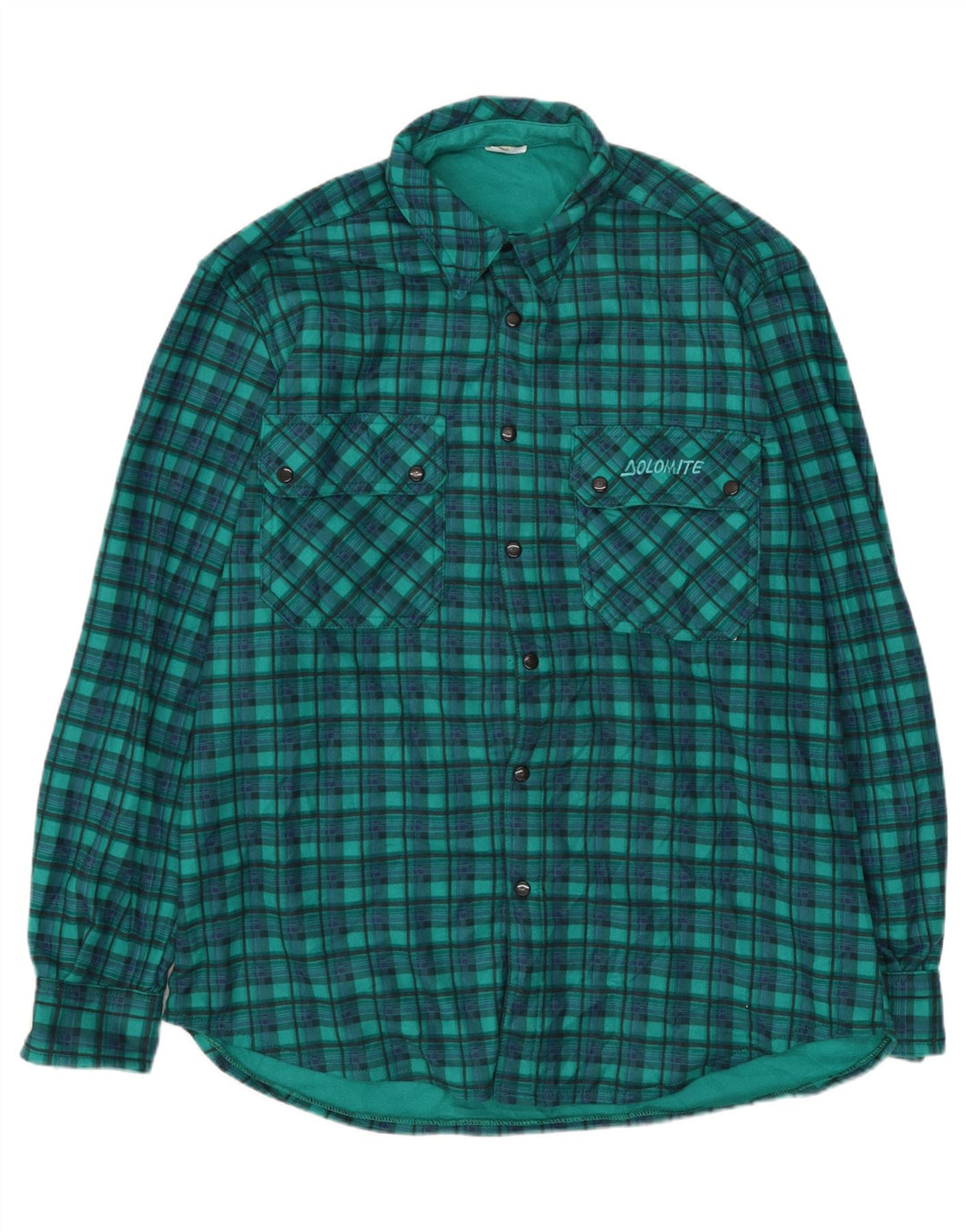 DOLOMITE Herren Flanellhemd Mittelgrün kariertes Polyester
