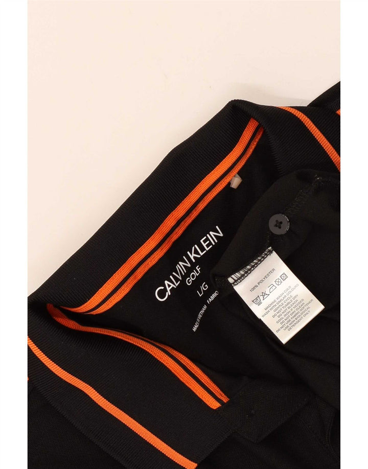 Calvin Klein Herren Golf-Poloshirt, groß, schwarz, Polyester