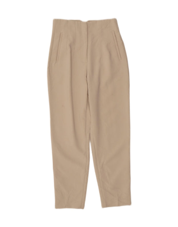 Zara Damen Tapered High Waist Freizeithose Small W28 L28 Beige