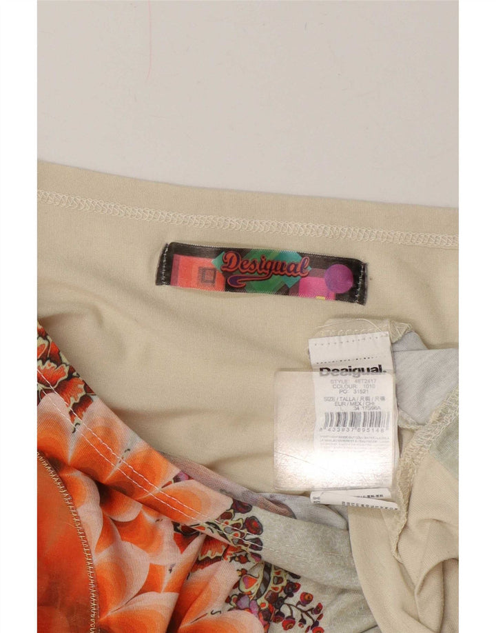 Desigual Damen-Blusenoberteil in Übergröße, UK-Größe 46, groß, beige, florales Polyester