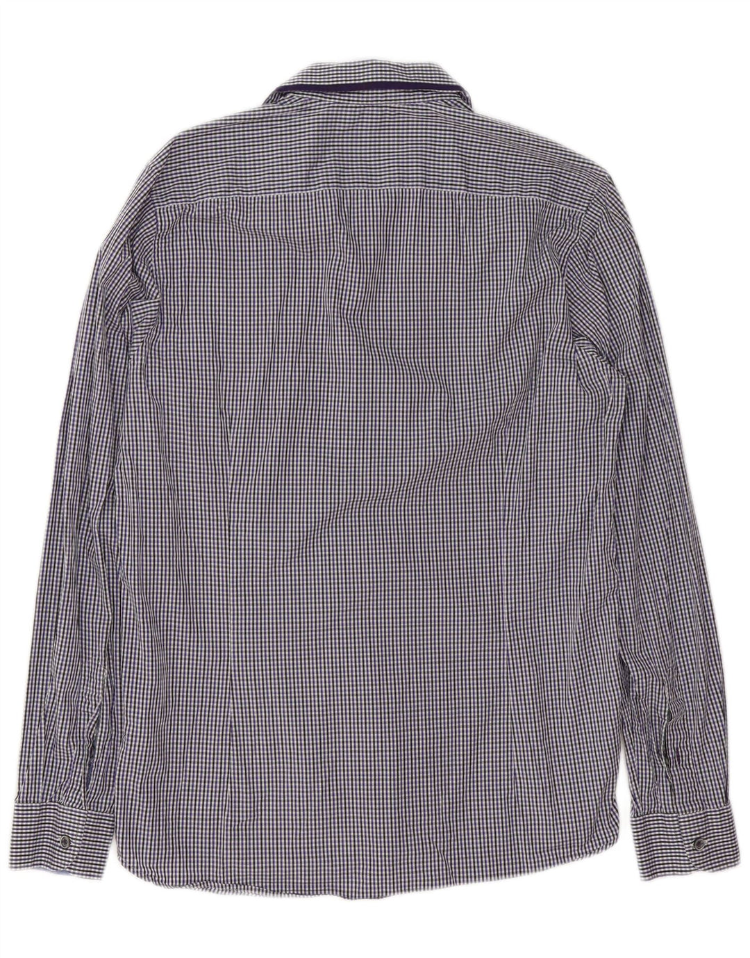 Ted Baker Herrenhemd, Größe 3, mittelblaue Gingham-Baumwolle