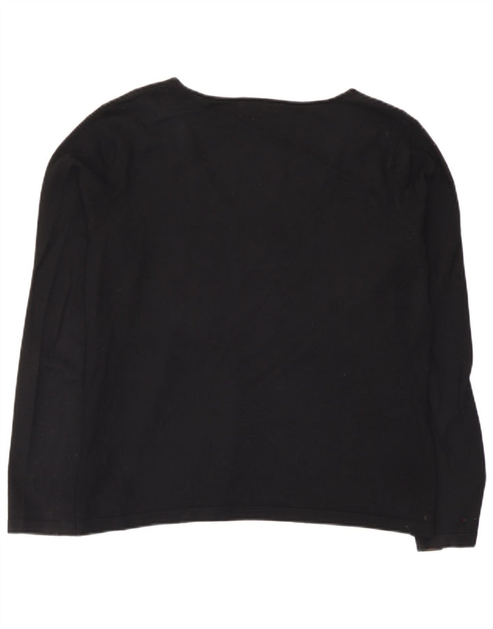 Marks & Spencer Damen Top Langarm UK 14 Medium Schwarz Viskose