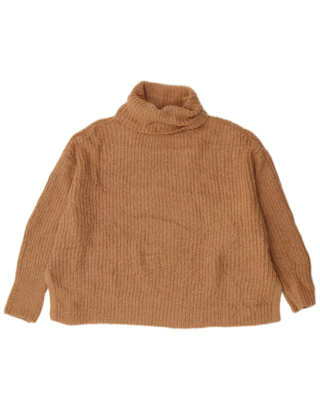 Zara Damen-Pullover mit Rollkragen, übergroß, Gr. 10, Größe S, Beige, Acryl