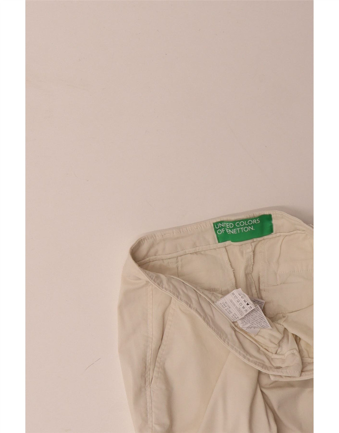 BENETTON Slim Chino-Hose für Damen, UK 12, M, W32, L28, gebrochenes Weiß, Baumwolle