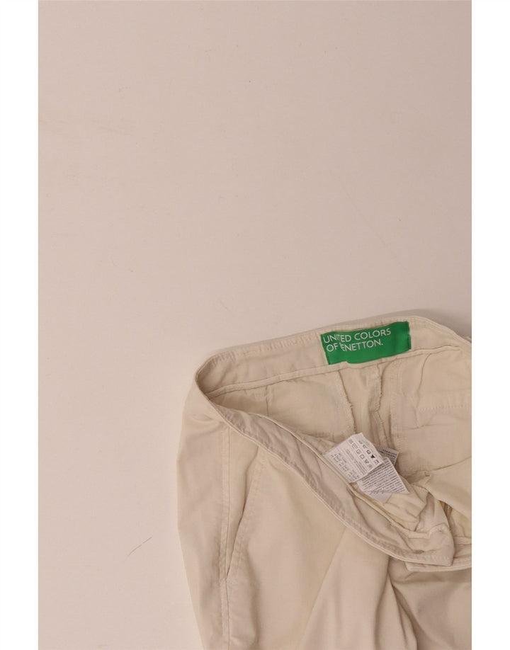 BENETTON Slim Chino-Hose für Damen, UK 12, M, W32, L28, gebrochenes Weiß, Baumwolle