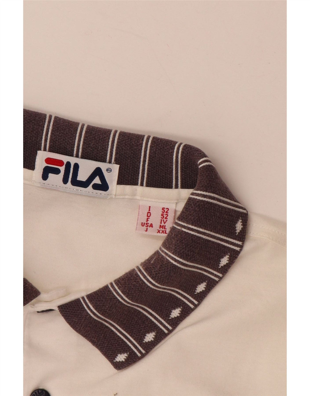 FILA Herren-Poloshirt mit Grafik, IT 52, groß, weiße Farbblock-Baumwolle