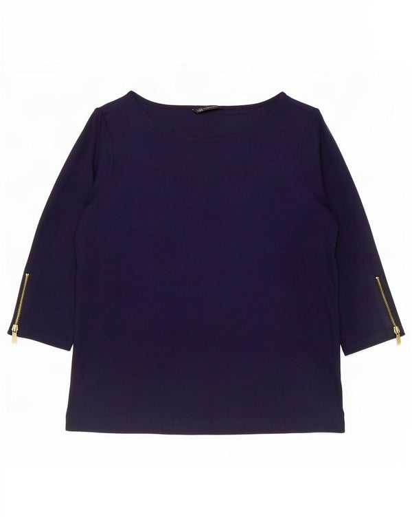Marks & Spencer Damen Top 3/4 Ärmel UK 22 2XL Marineblaue Viskose