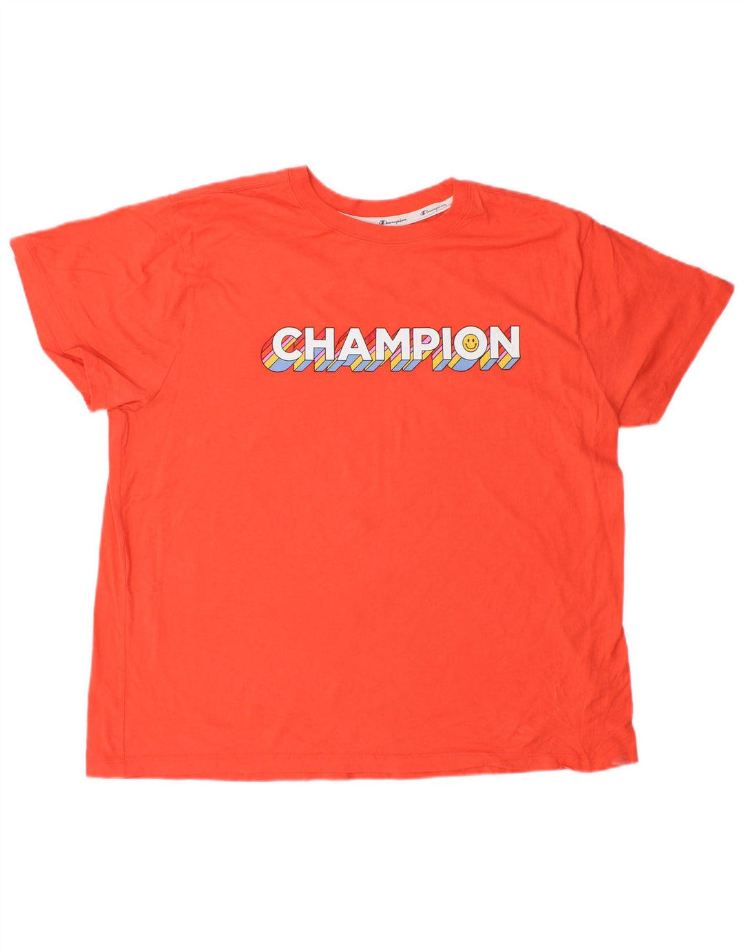 CHAMPION Damen Grafik-T-Shirt-Oberteil UK 20 2XL Orange Baumwolle