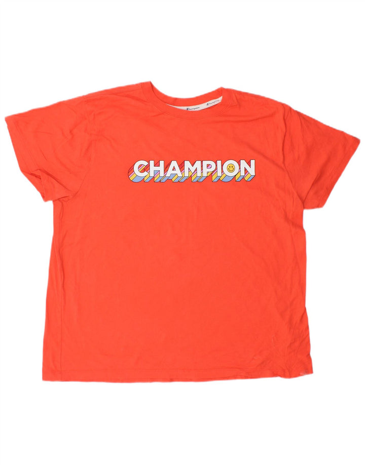 CHAMPION Damen Grafik-T-Shirt-Oberteil UK 20 2XL Orange Baumwolle