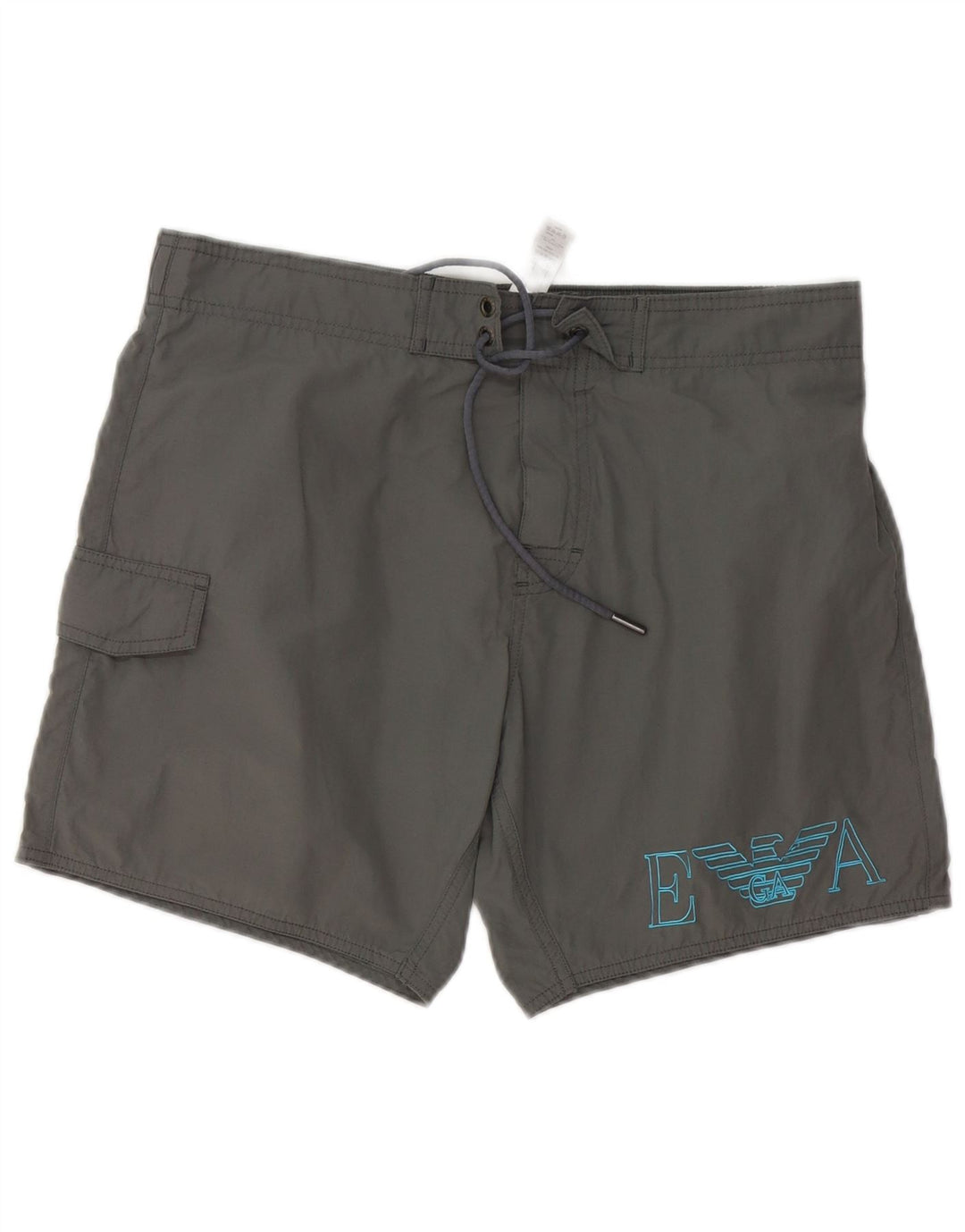 Emporio Armani Herren-Badeshorts mit Grafik, groß, aus grauem Polyester