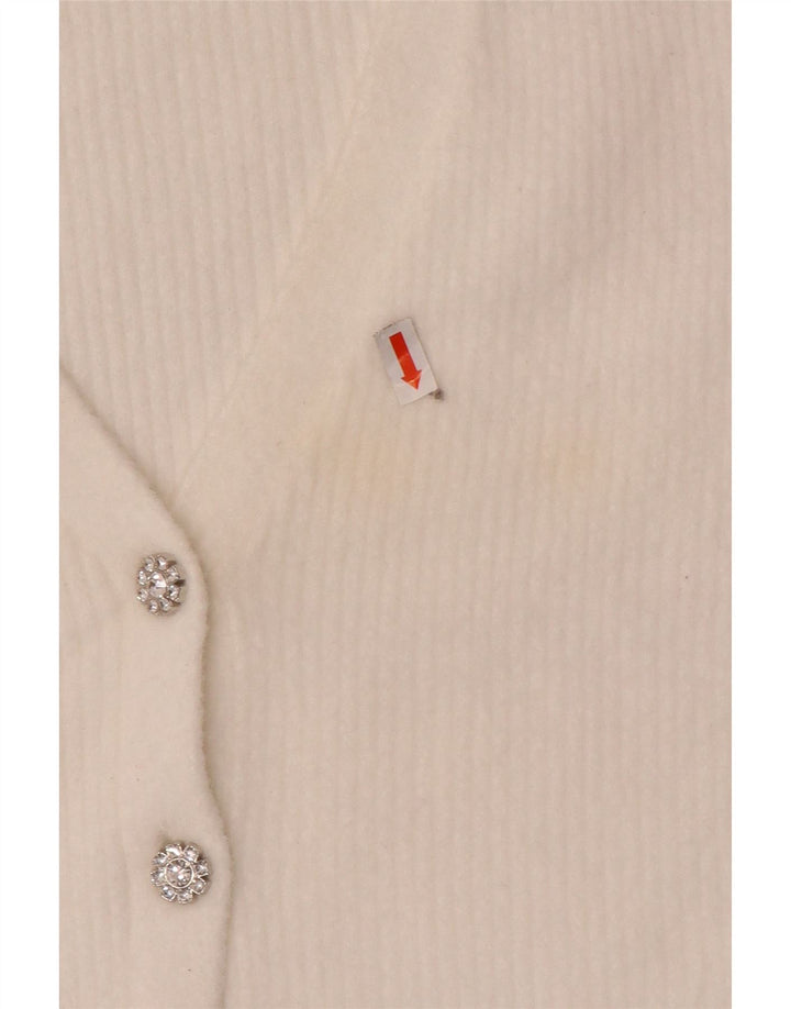 Zara Damen Crop Cardigan Pullover UK 12 Medium White Nylon
