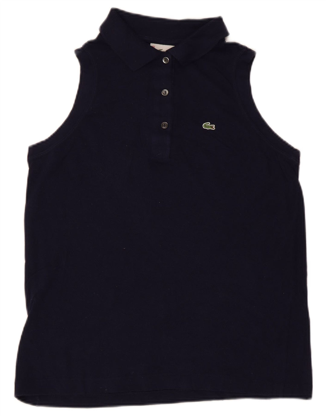 Ärmelloses Lacoste-Poloshirt für Damen, Größe 40, mittelmarineblaue Baumwolle