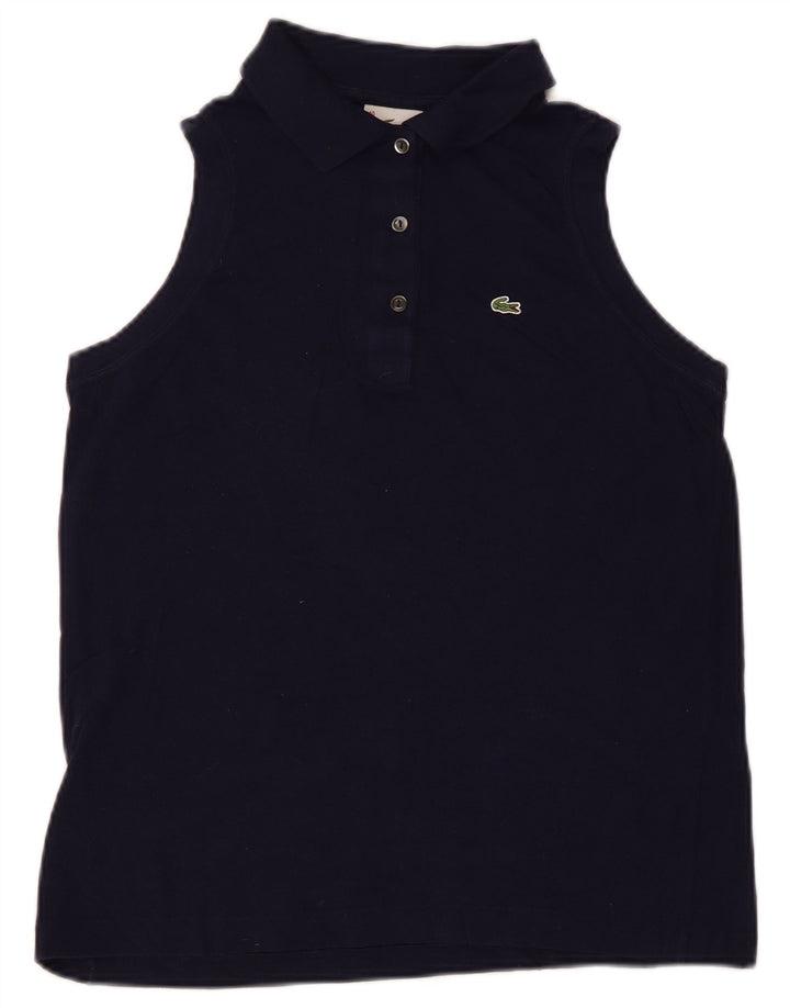 Ärmelloses Lacoste-Poloshirt für Damen, Größe 40, mittelmarineblaue Baumwolle