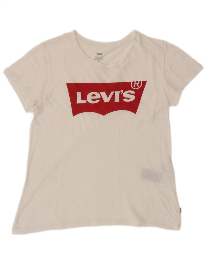 LEVI'S Damen-T-Shirt mit Grafik, UK 12, mittelweiße Baumwolle