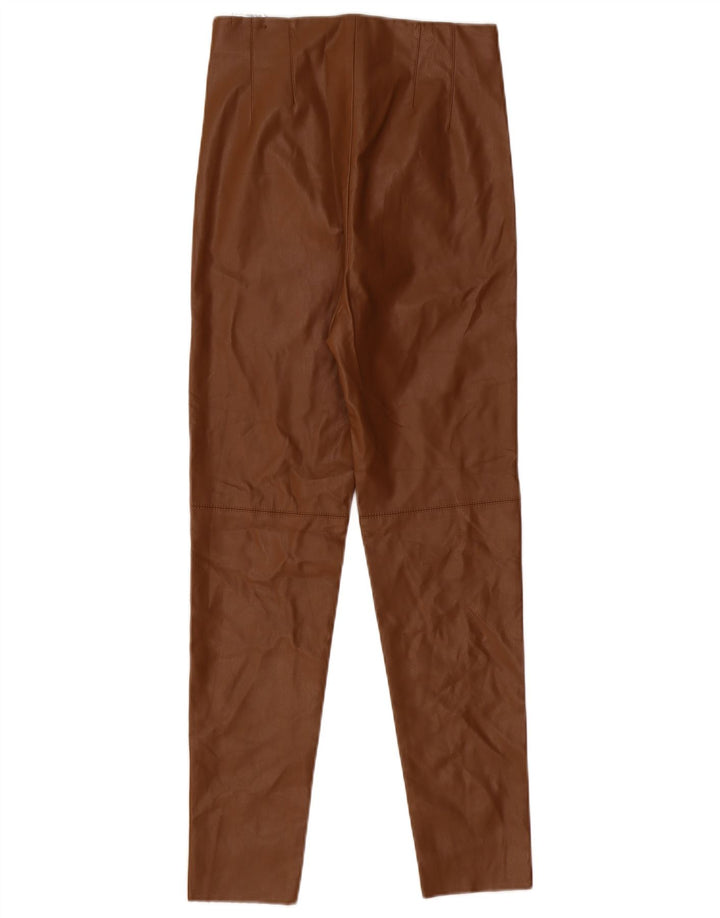 Zara Damen Skinny-Hose aus Kunstleder, mittelgroß, W28, L27, braun, Polyester
