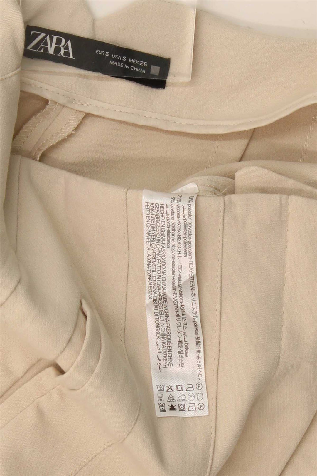 ZARA Womens Slim Casual Trousers Small W26 L27 Beige Polyester