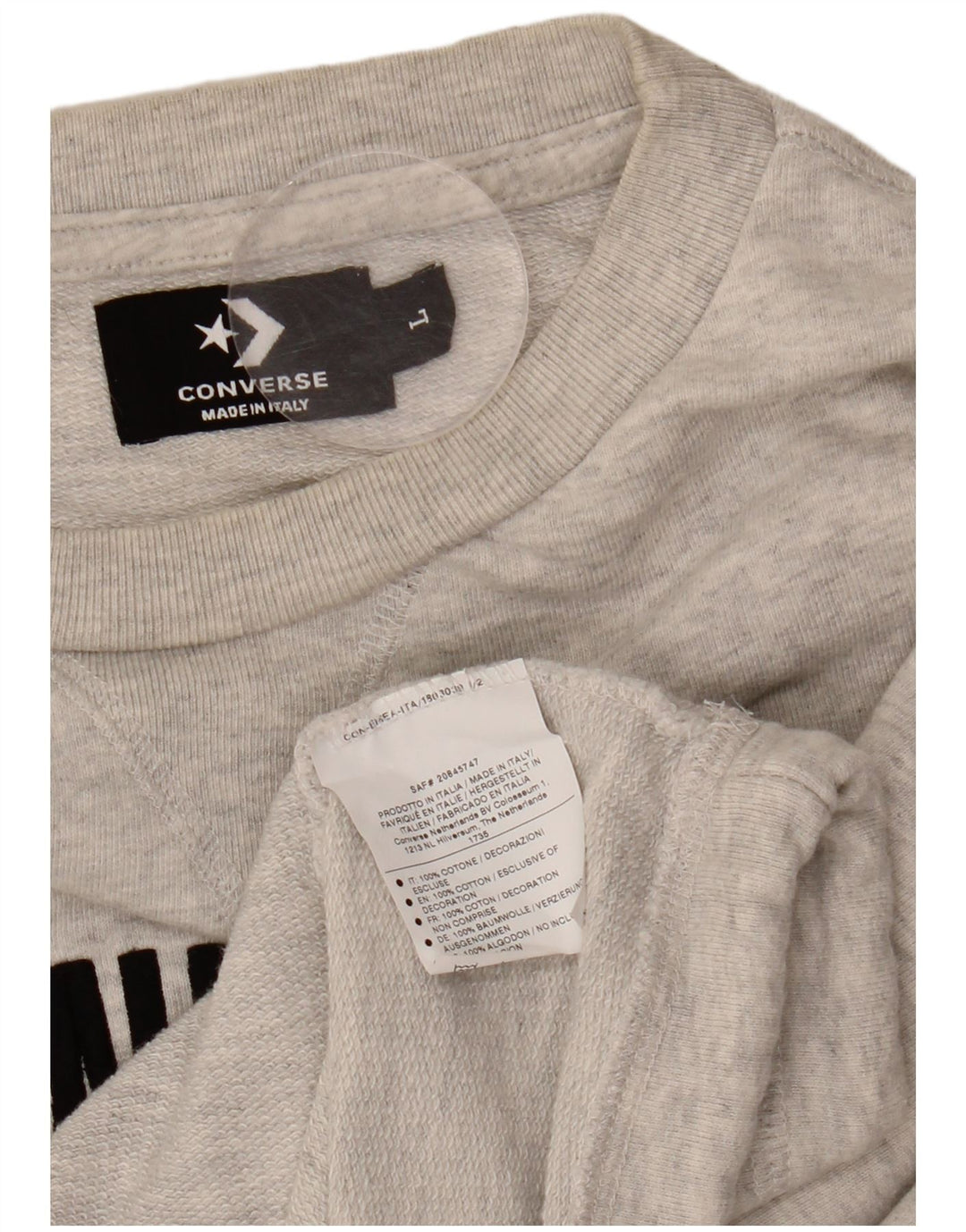 CONVERSE Damen Crop Graphic Sweatshirt Pullover UK 16 Große graue Baumwolle