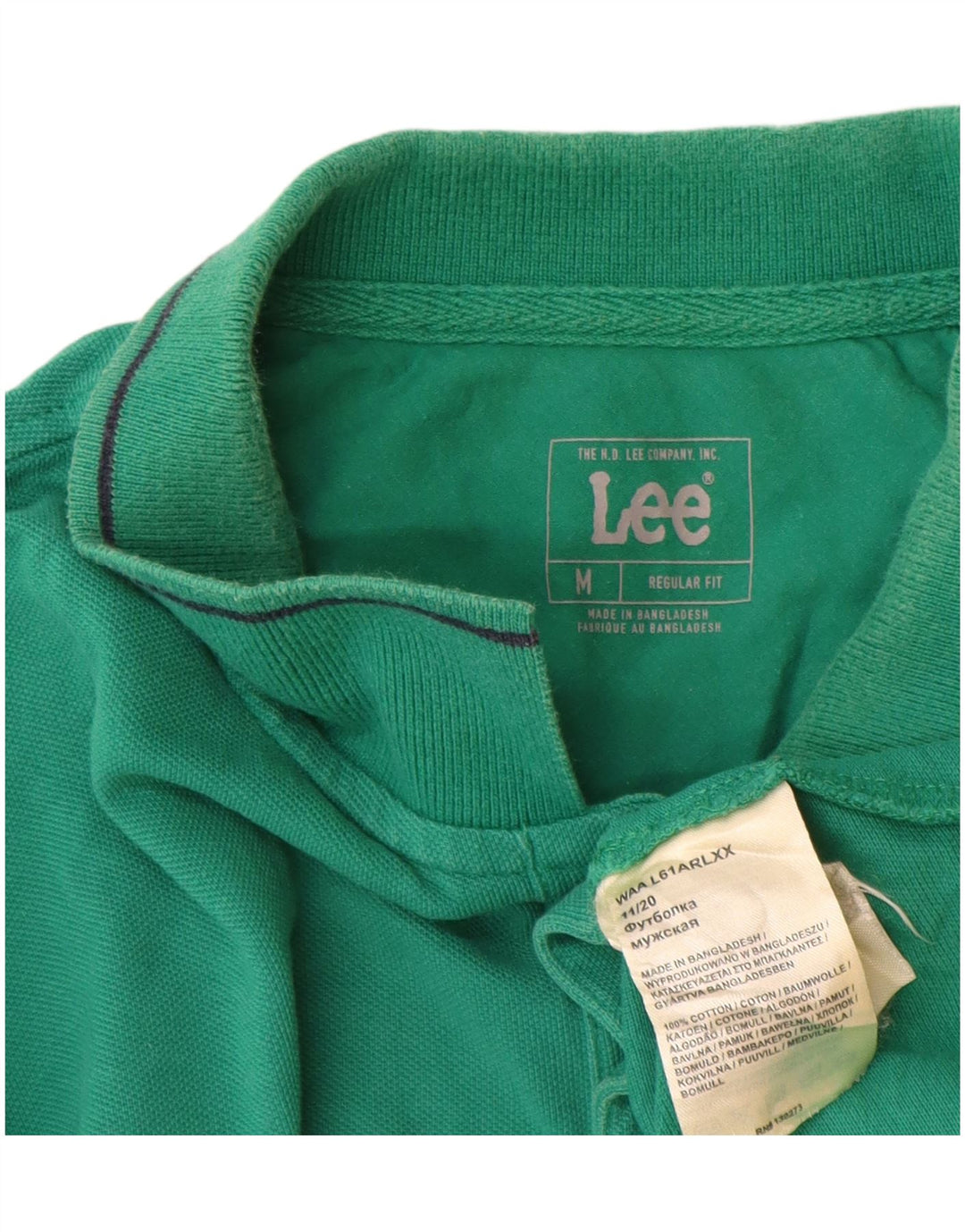 Lee Herren-Poloshirt mit normaler Passform, mittelgrüne Baumwolle